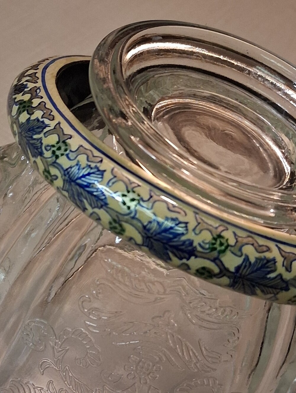 Blue Green Floral Enamel Bangle Bracelet Silver Tone Vintage Style